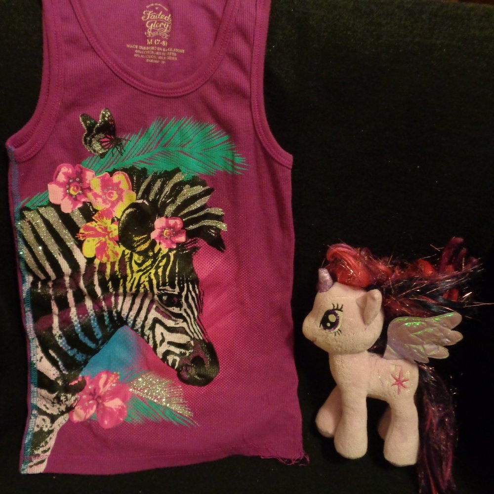 GIRLS BLING ZEBRA TANK W PONY TWILIGHT SPARKLE LOT